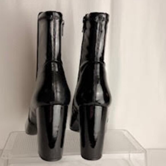 ALDO Black Patent Leather Round Pointed Toe Block Heel Ankle Boots Size 11 - Picture 4 of 13